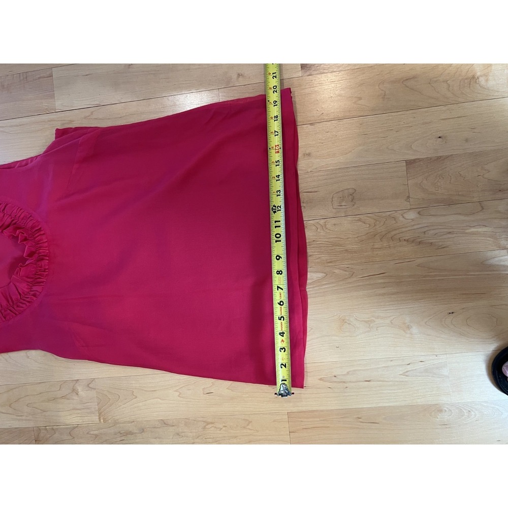 Ann Taylor sleeveless top ruffled neck silk/cotton blend fully lined bright pink - Picture 6 of 8